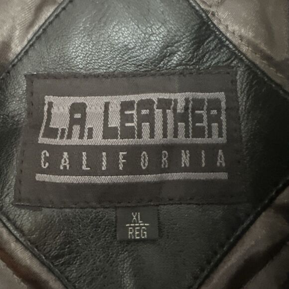 LA LEATHER California Leather Black Lined Coat Men's XL Button Vintage Jacket - Picture 3 of 16